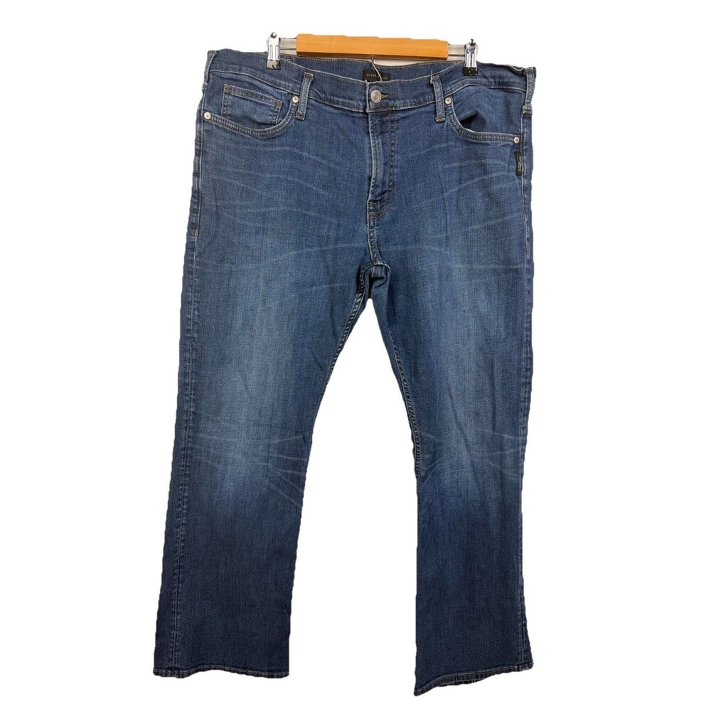 Silver Jeans Co Zac Jeans Mens W40/L31 Blue Medium Wash Straight Leg Denim